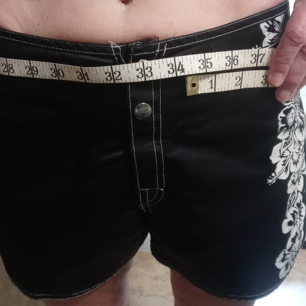 Black 90's Hawaiian Board Shorts